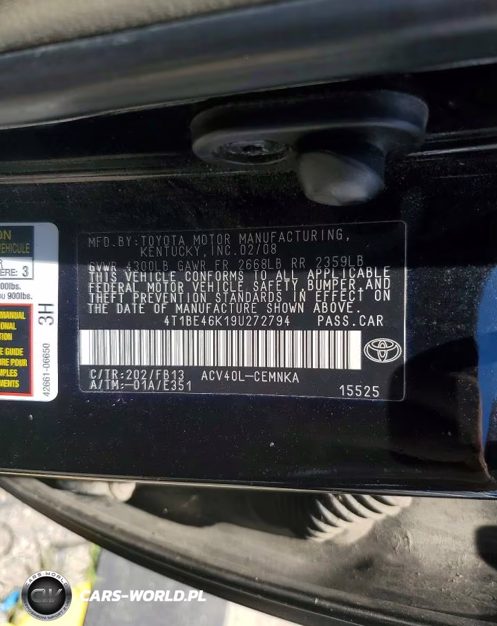 2009 Toyota Camry Base VIN:4T1BE46K19U272794 - 12