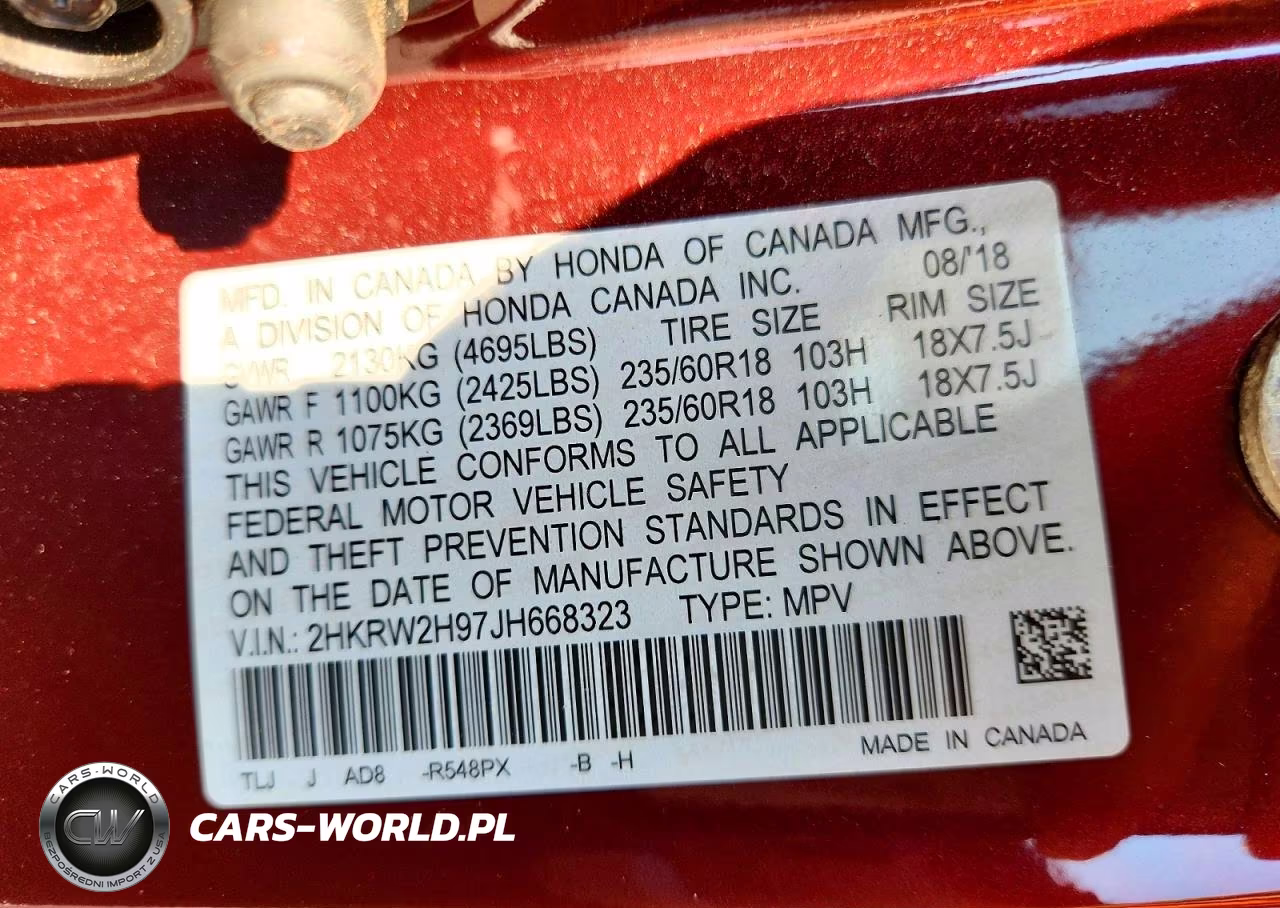 2018 Honda Cr-V Touring VIN:2HKRW2H97JH668323 - 13