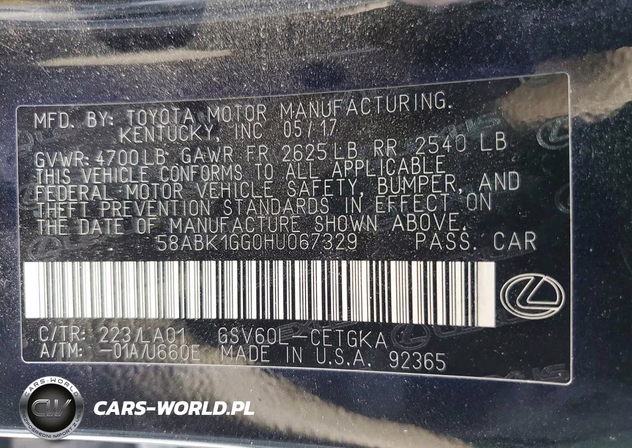 2017 Lexus Es 350 VIN:58ABK1GG0HU067329 - 13