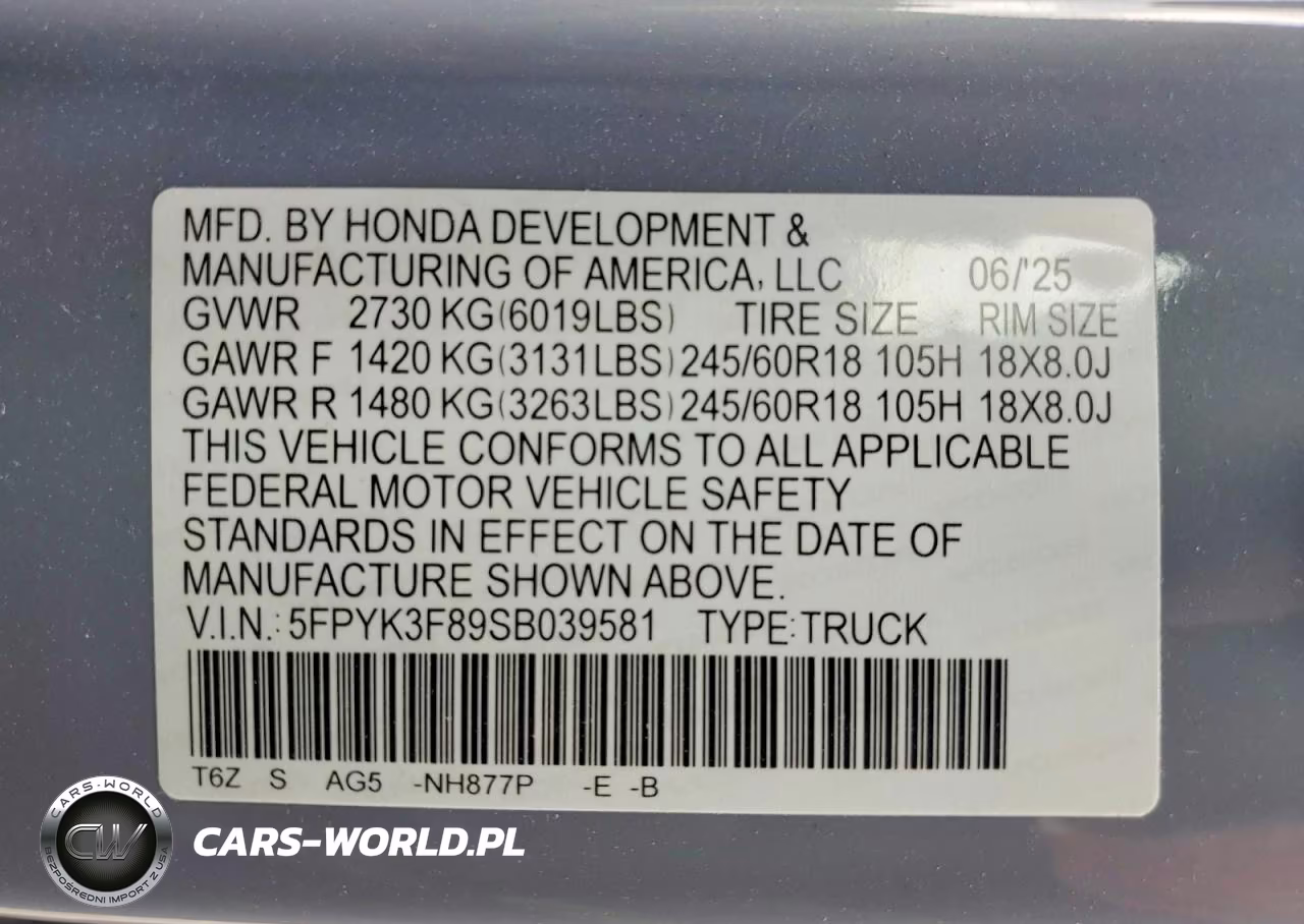 2025 Honda Ridgeline Black Edition VIN:5FPYK3F89SB039581 - 12