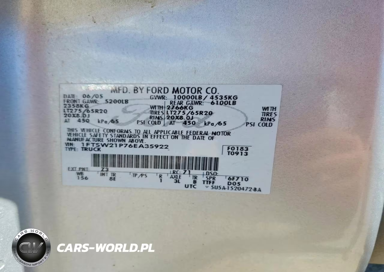 2006 Ford F250 Super Duty VIN:1FTSW21P76EA35922 - 12