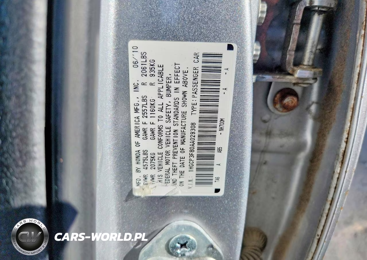 2010 Honda Accord Exl VIN:1HGCP3F80AA029308 - 12