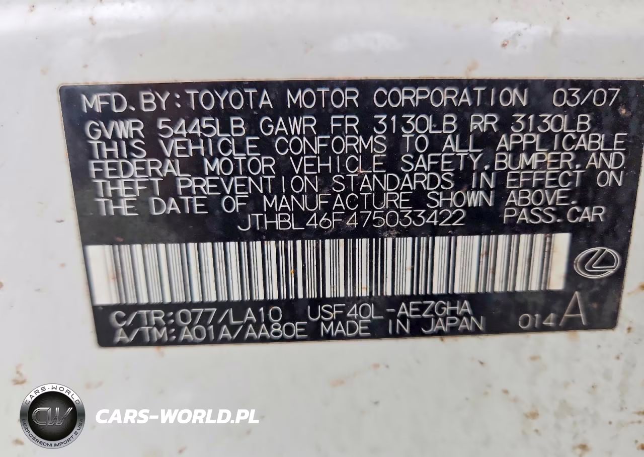 2007 Lexus Ls 460 VIN:JTHBL46F475033422 - 12