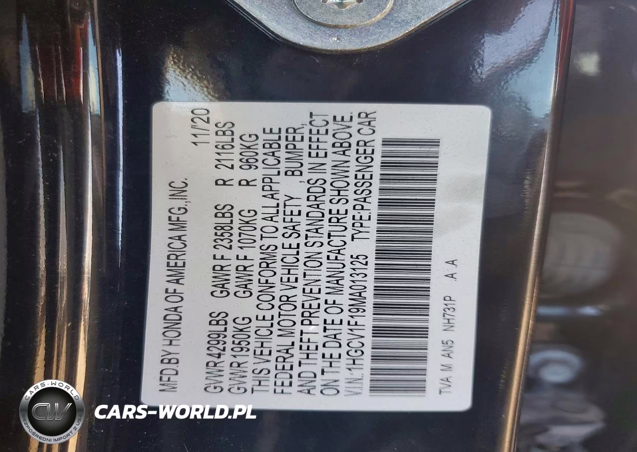 2021 Honda Accord Lx VIN:1HGCV1F19MA013125 - 13
