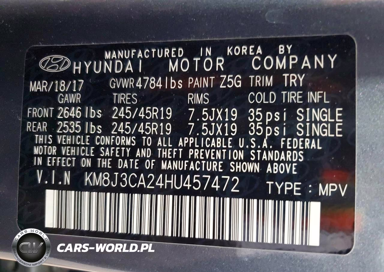 2017 Hyundai Tucson Sport VIN:KM8J3CA24HU457472 - 13