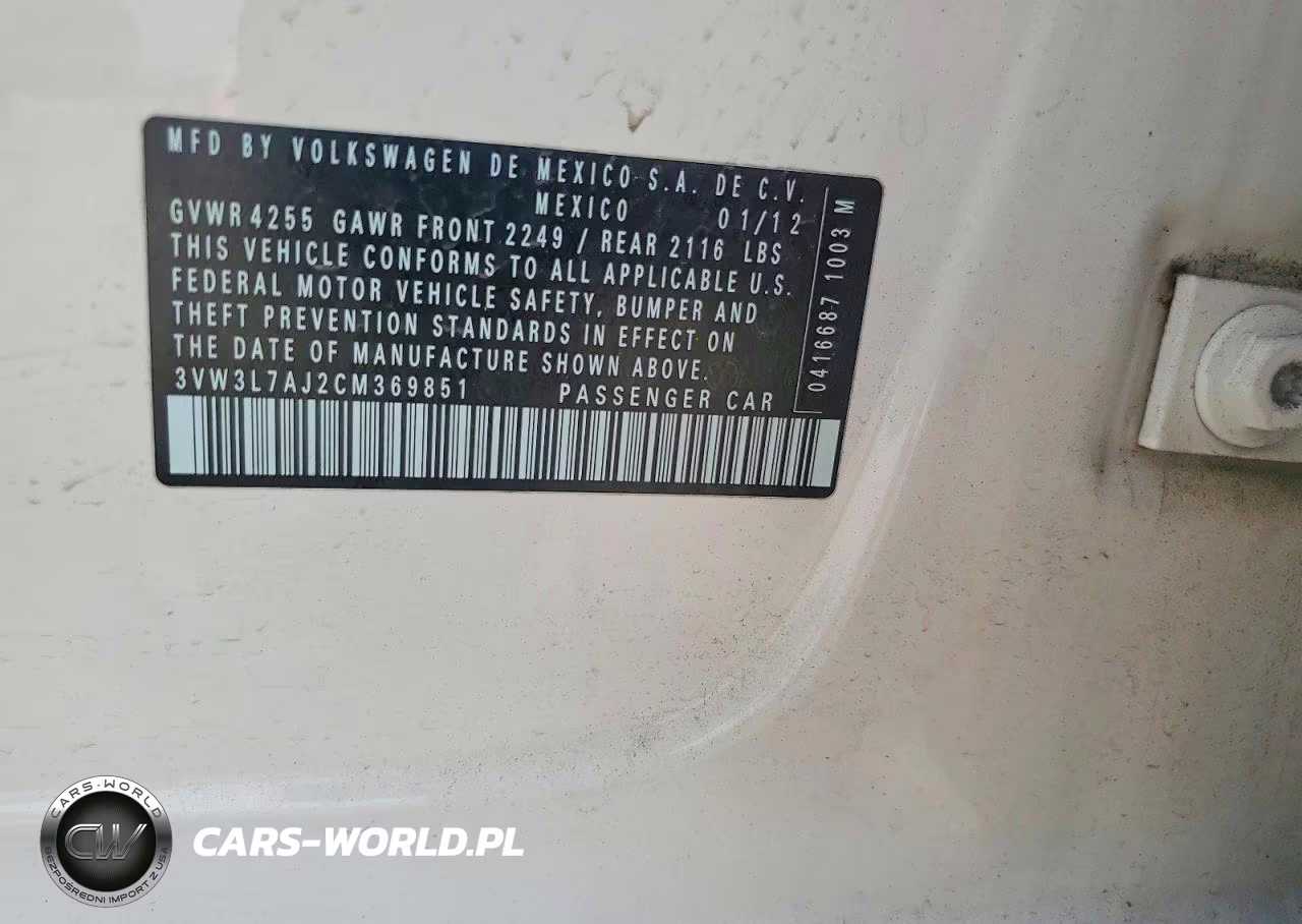 2012 Volkswagen Jetta Tdi VIN:3VW3L7AJ2CM369851 - 12