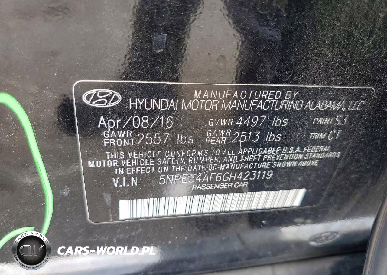 2016 Hyundai Sonata Sport VIN:5NPE34AF6GH423119 - 12