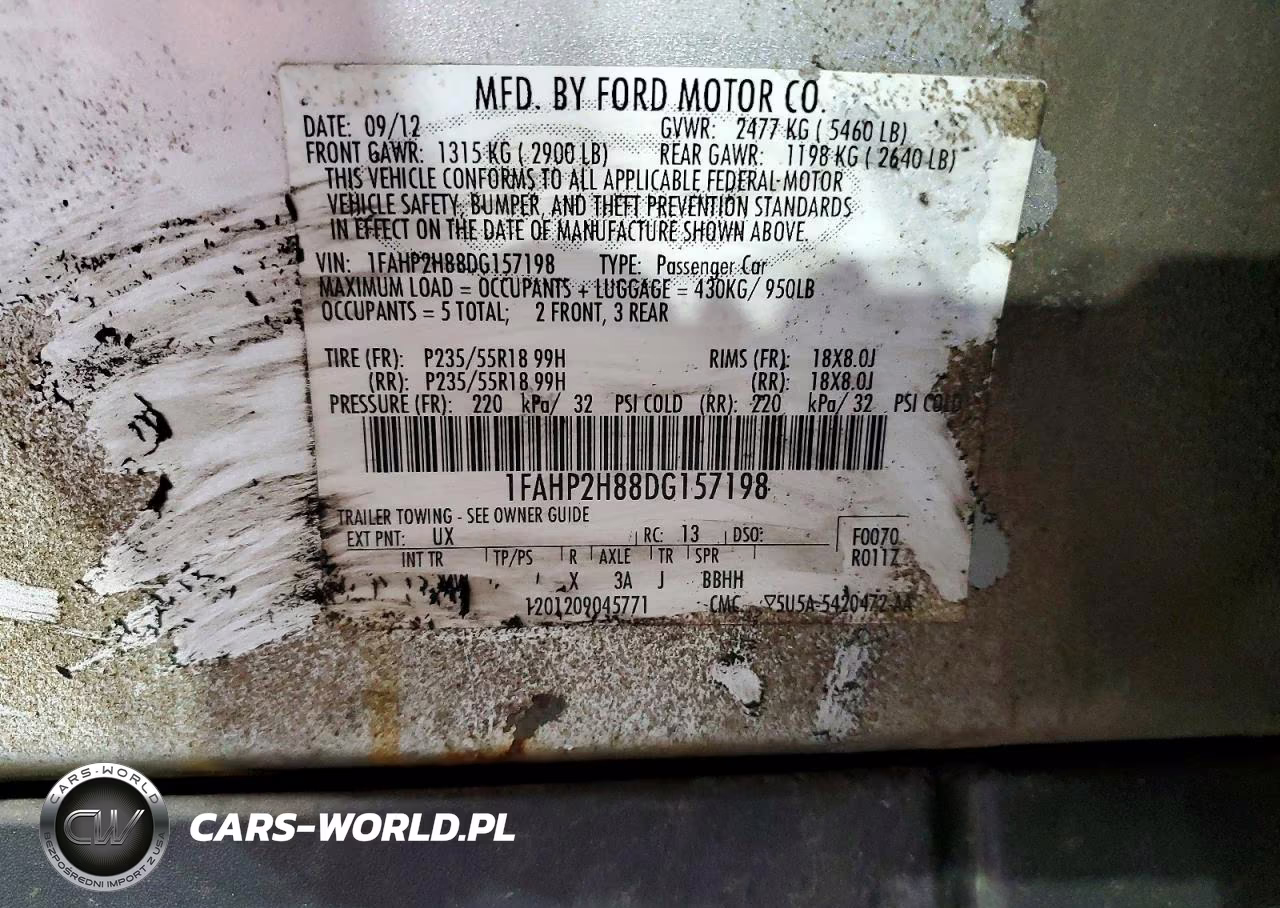 2013 Ford Taurus Sel VIN:1FAHP2H88DG157198 - 12