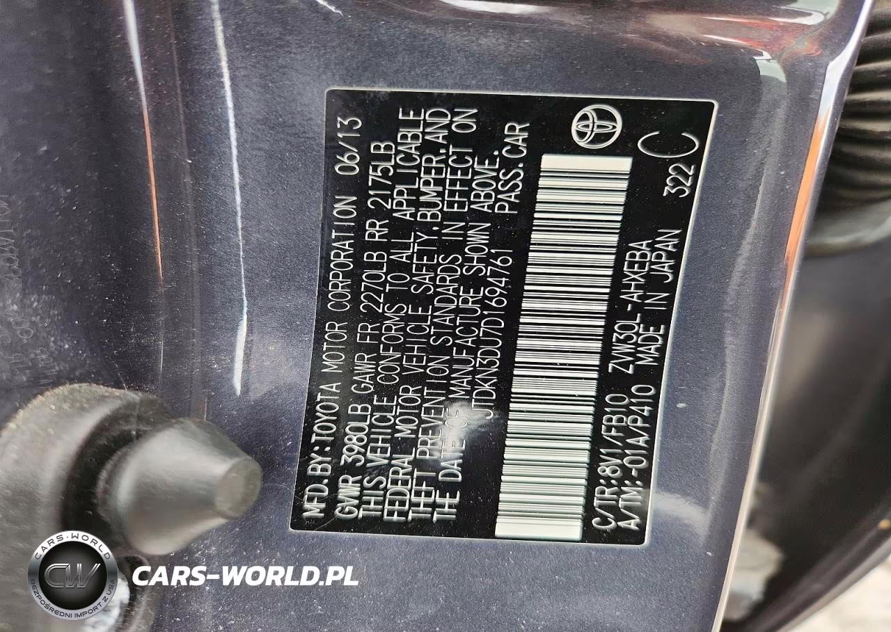 2013 Toyota Prius Two VIN:JTDKN3DU7D1694761 - 12