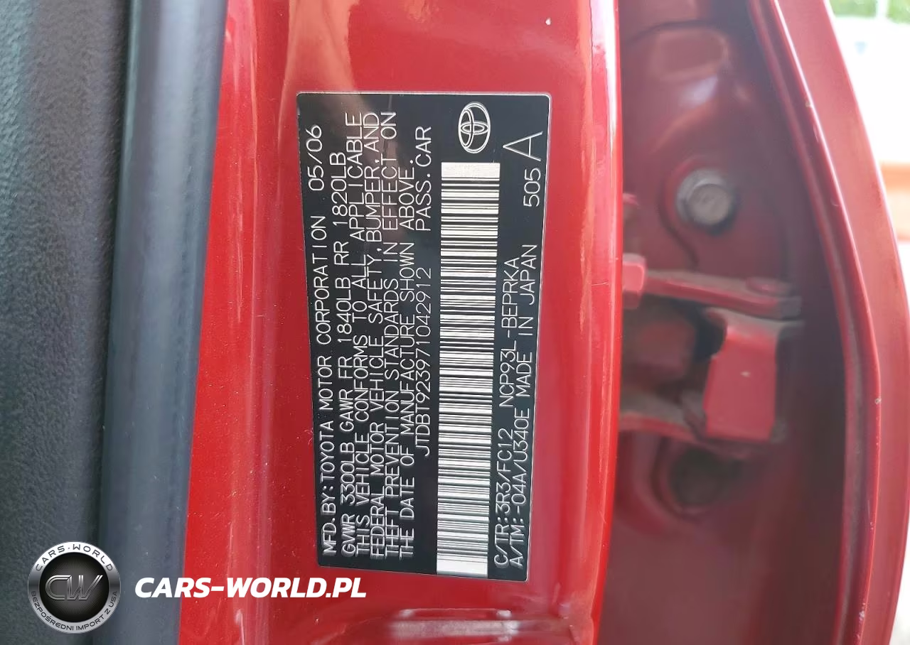 2007 Toyota Yaris Base VIN:JTDBT923971042912 - 12