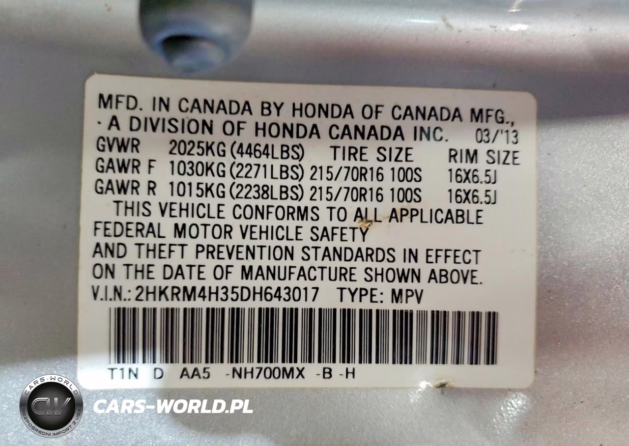 2013 Honda Cr-V Lx VIN:2HKRM4H35DH643017 - 13