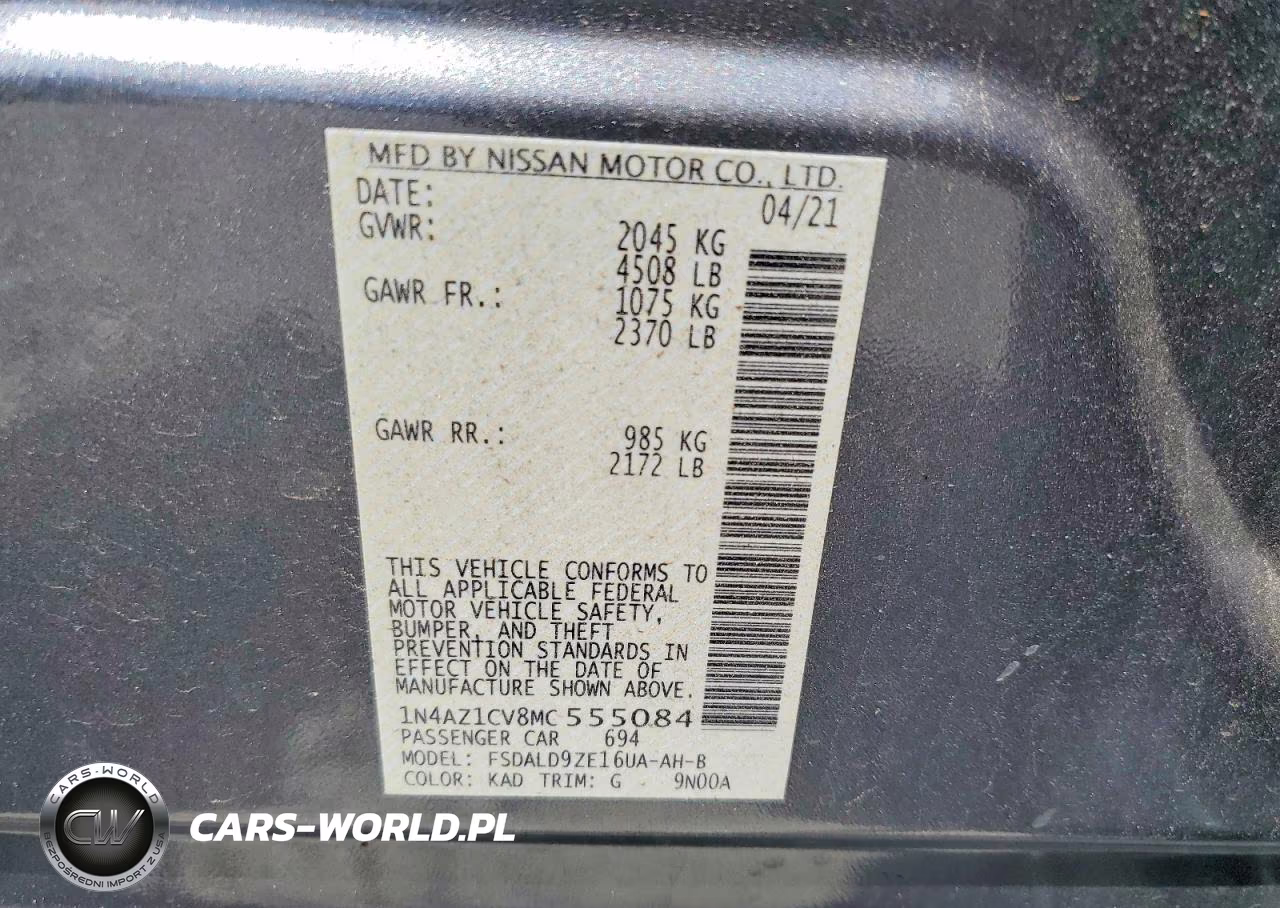 2021 Nissan Leaf Sv VIN:1N4AZ1CV8MC555084 - 12