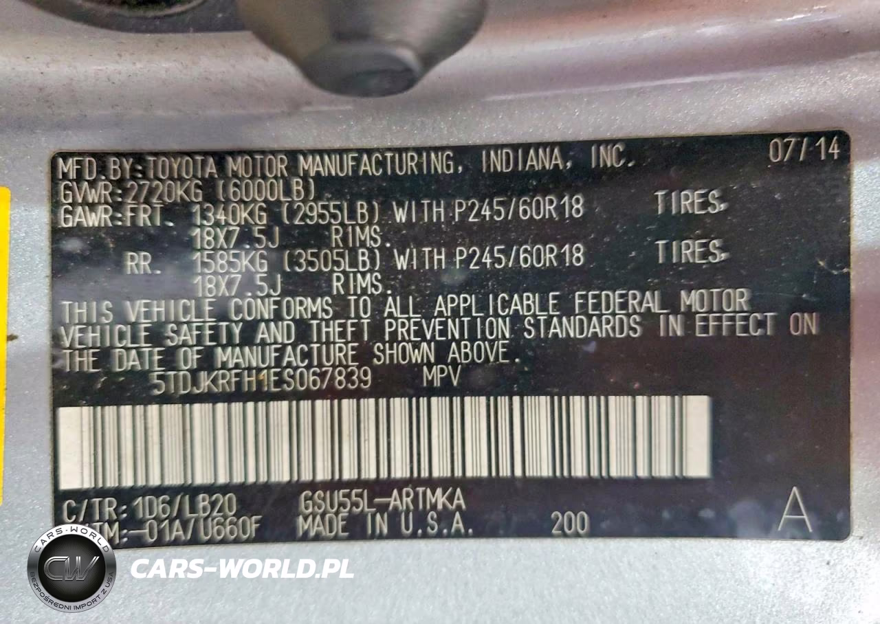 2014 Toyota Highlander Xle VIN:5TDJKRFH1ES067839 - 13