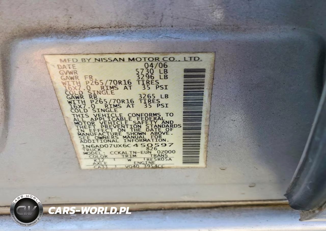 2006 Nissan Frontier Se VIN:1N6AD07UX6C450597 - 12