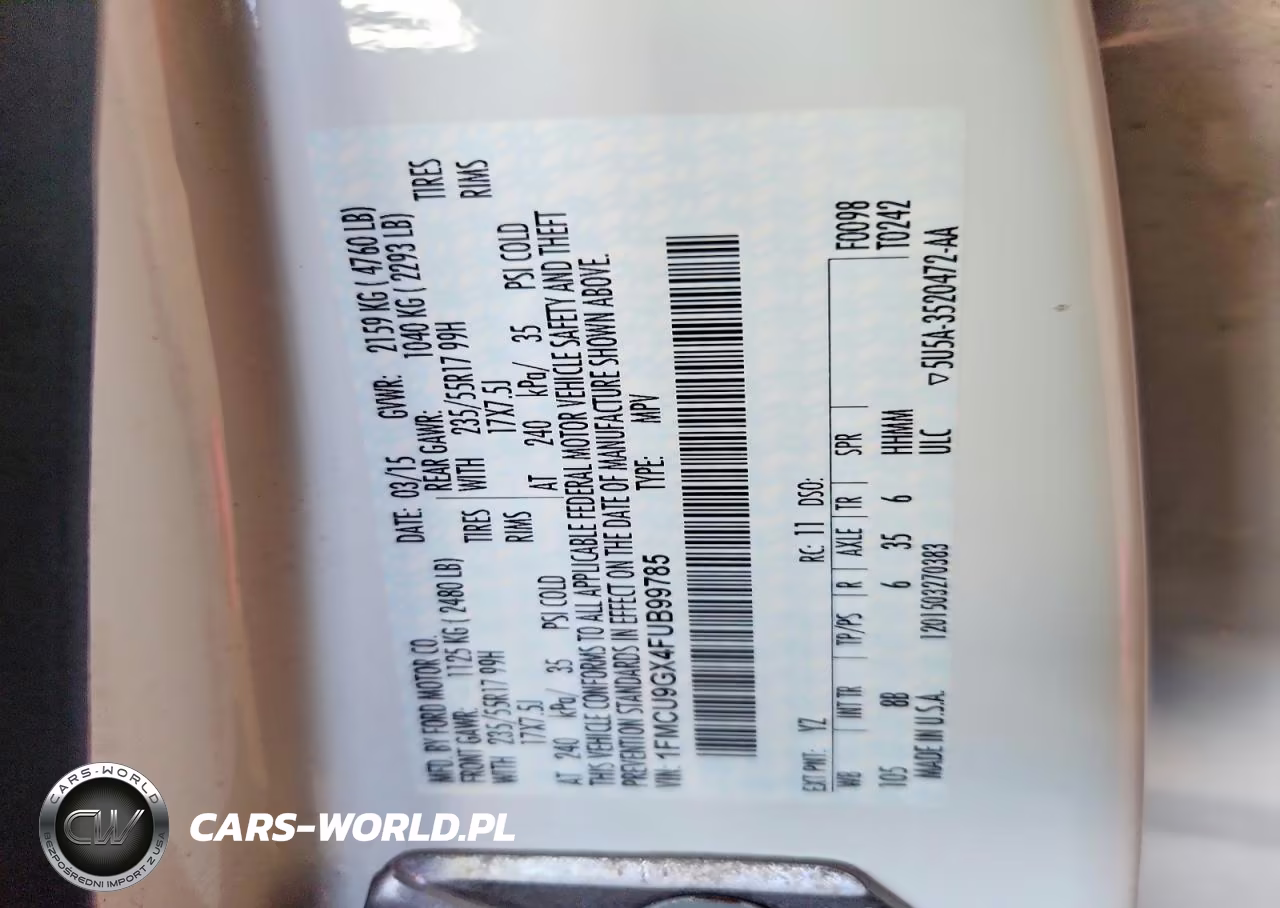 2015 Ford Escape Se VIN:1FMCU9GX4FUB99785 - 13