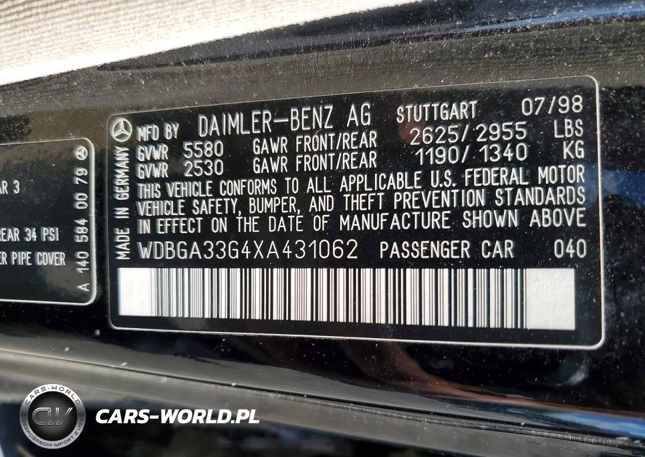 1999 Mercedes-Benz S 320 VIN:WDBGA33G4XA431062 - 12