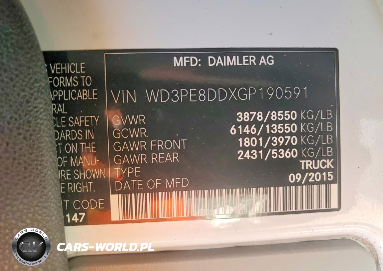 2016 Mercedes-Benz Sprinter 2500 VIN:WD3PE8DDXGP190591 - 13
