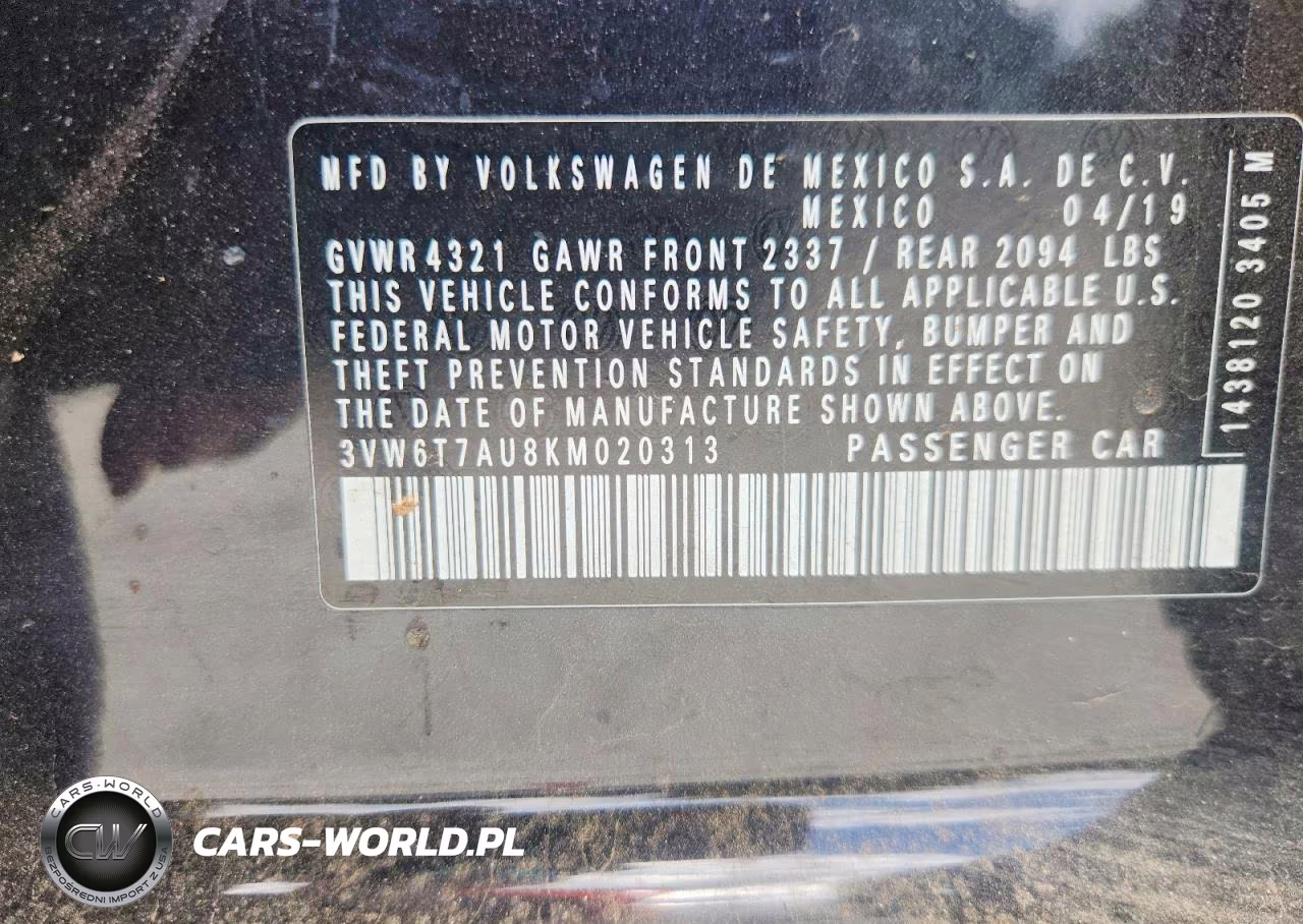 2019 Volkswagen Gti S VIN:3VW6T7AU8KM020313 - 12
