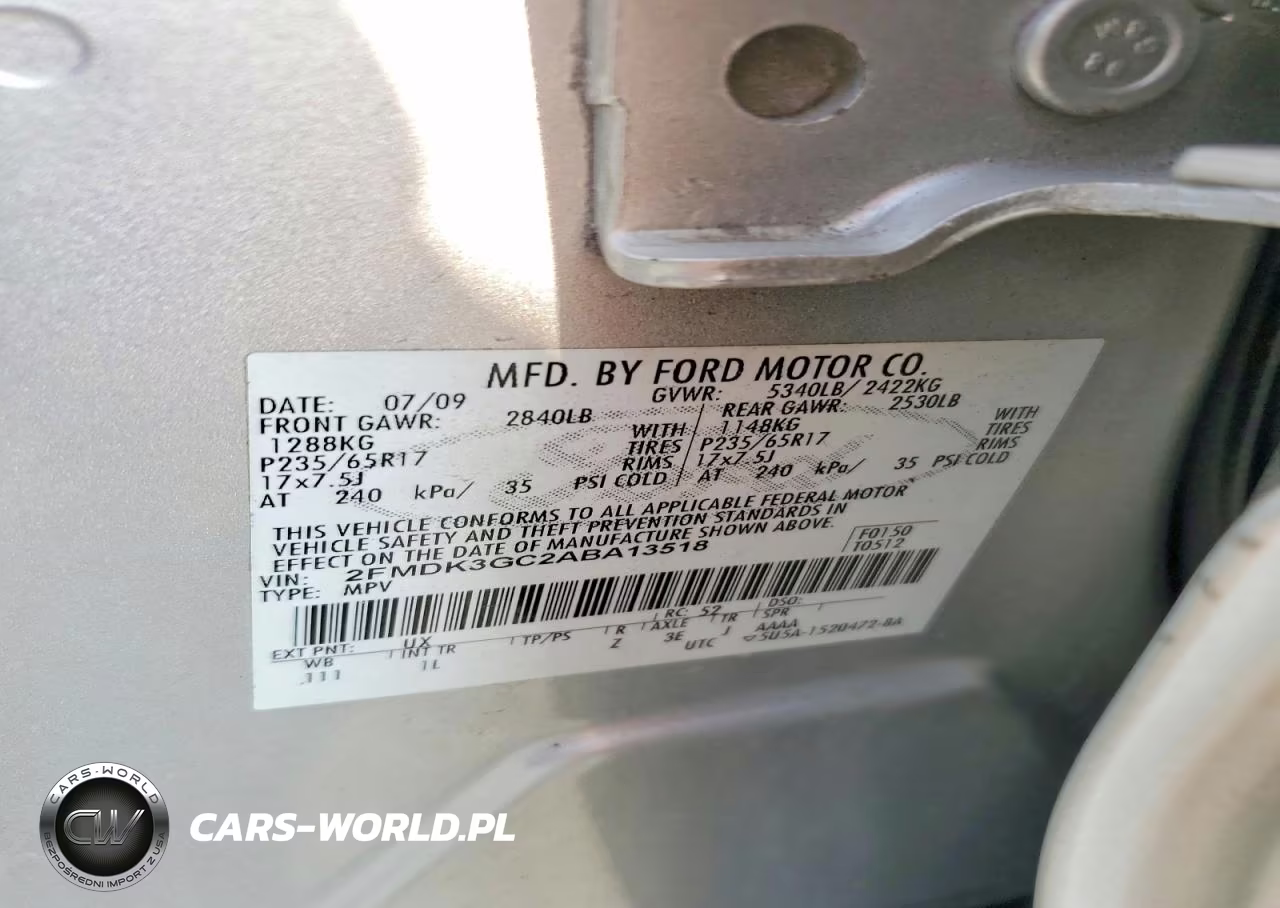 2010 Ford Edge Se VIN:2FMDK3GC2ABA13518 - 13