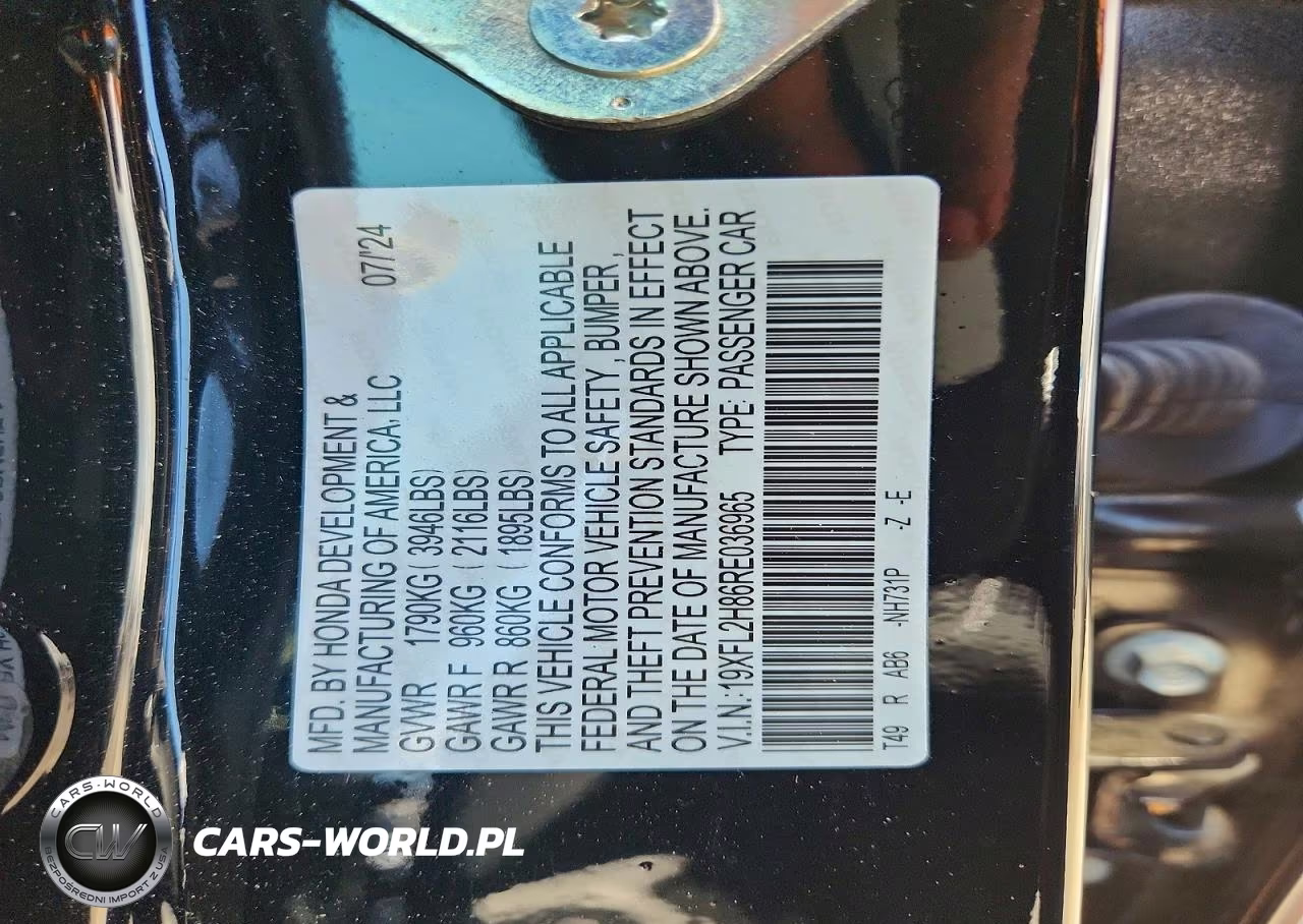 2024 Honda Civic Sport VIN:19XFL2H86RE036965 - 12
