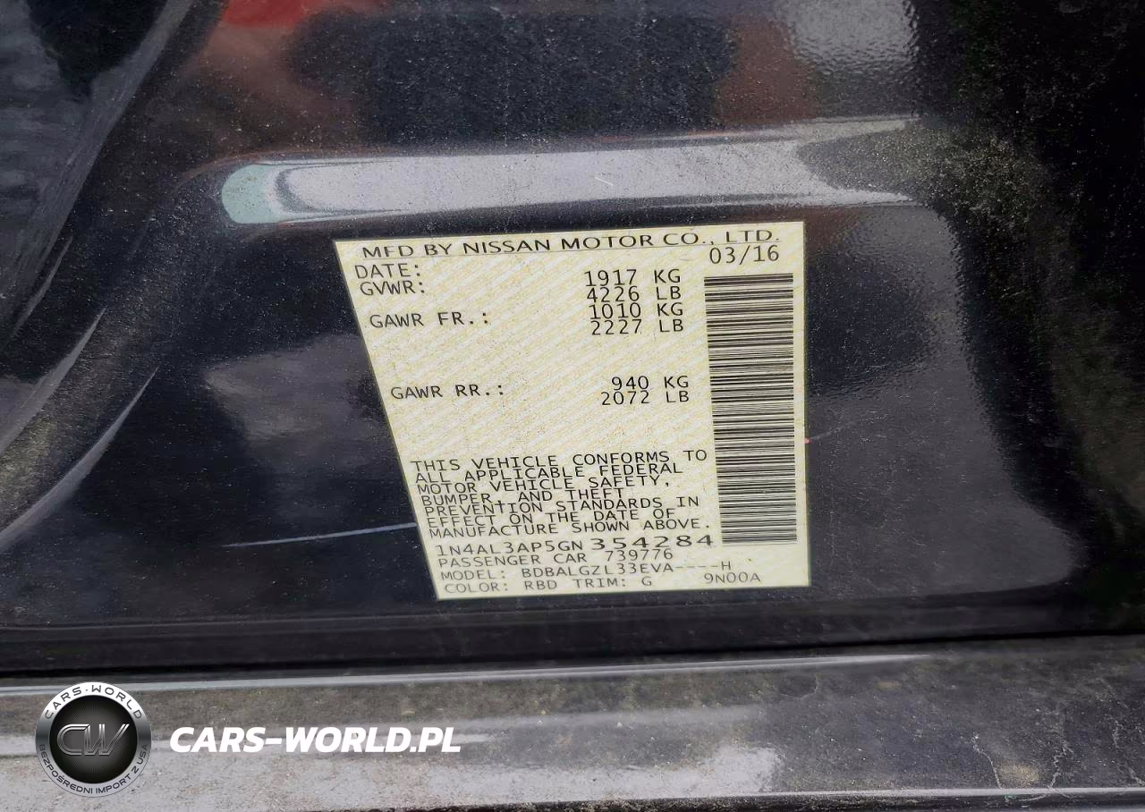 2016 Nissan Altima 2.5 S VIN:1N4AL3AP5GN354284 - 12