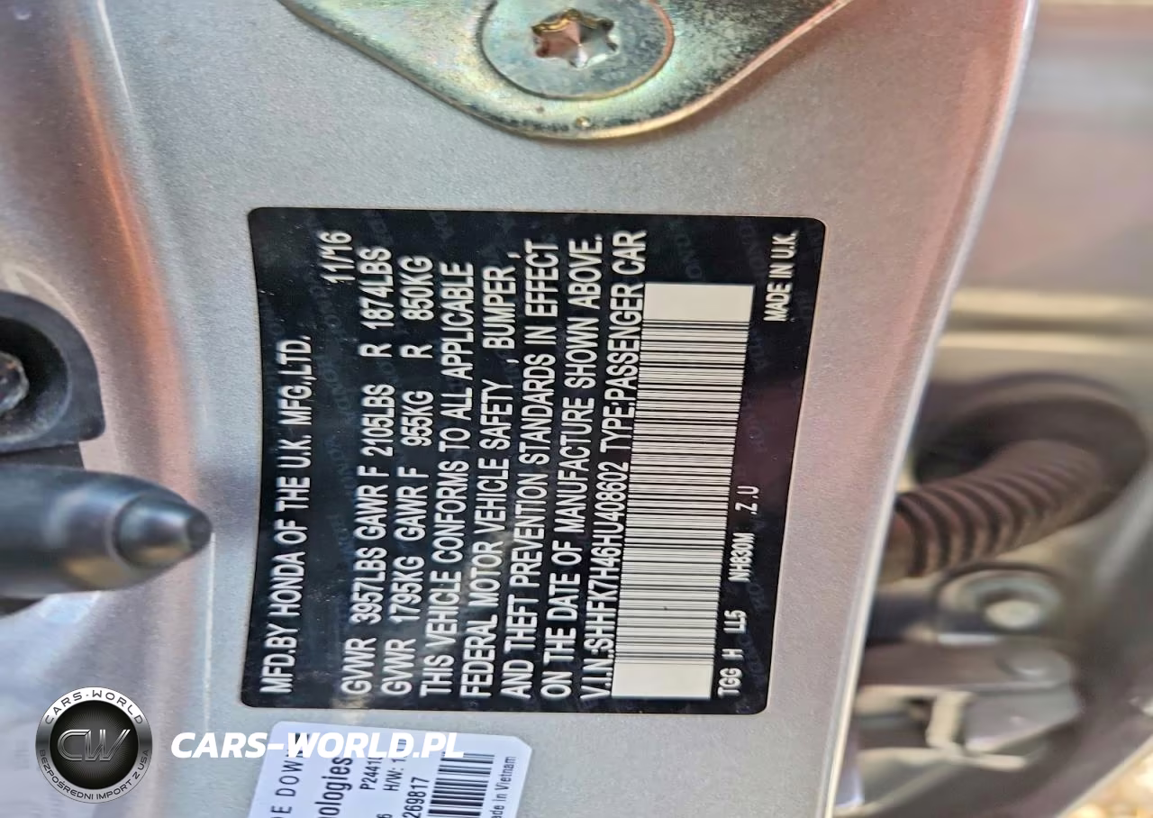 2017 Honda Civic Sport VIN:SHHFK7H46HU408602 - 13