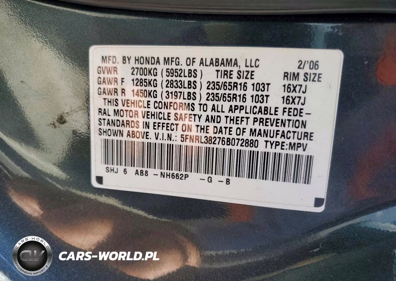 2006 Honda Odyssey Lx VIN:5FNRL38276B072880 - 14