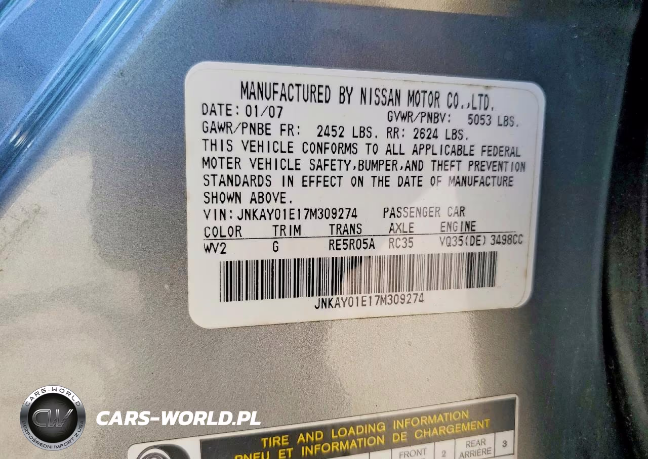 2007 Infiniti M35 Base VIN:JNKAY01E17M309274 - 12