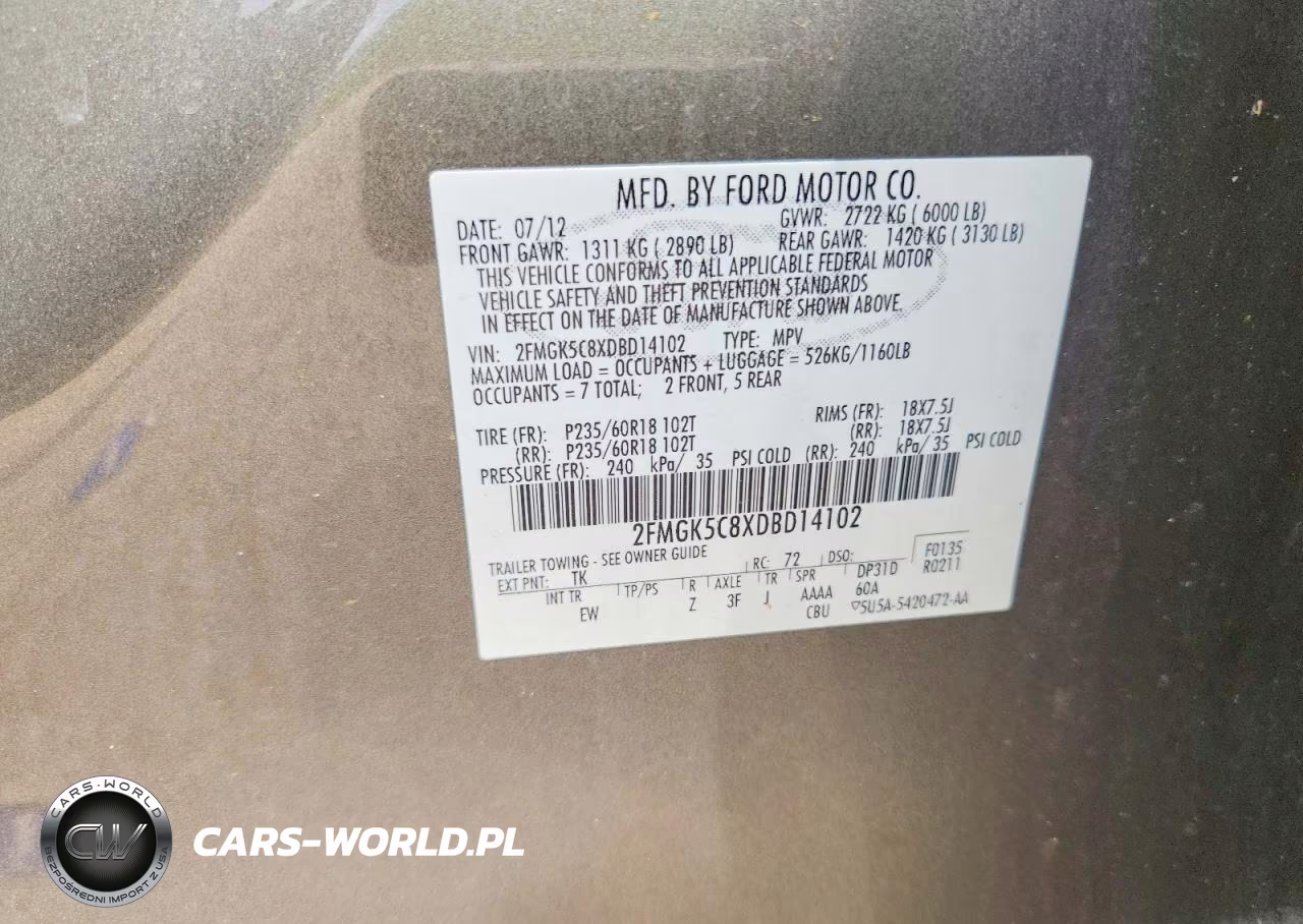 2013 Ford Flex Sel VIN:2FMGK5C8XDBD14102 - 13