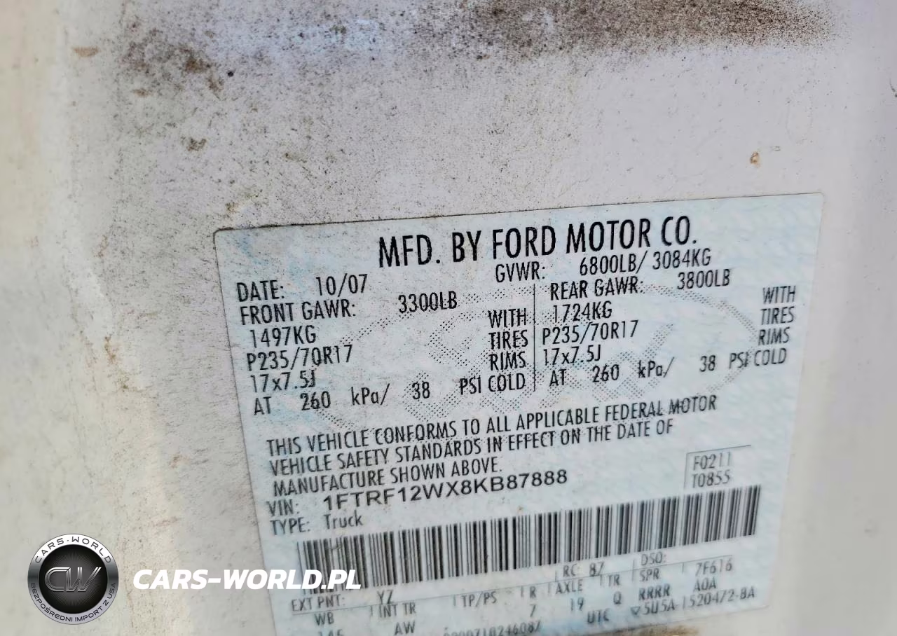 2008 Ford F150 VIN:1FTRF12WX8KB87888 - 12