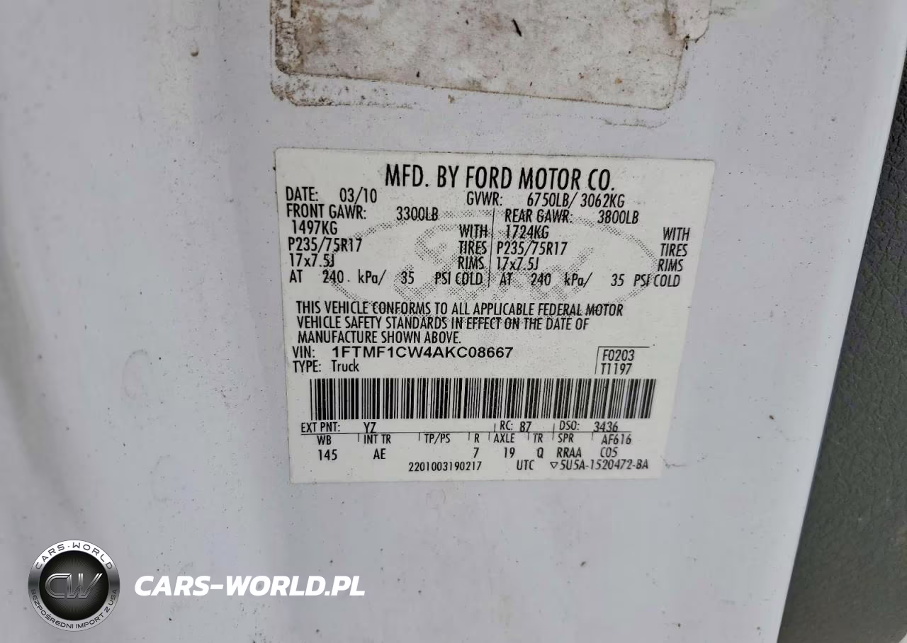 2010 Ford F150 Xl VIN:1FTMF1CW4AKC08667 - 12