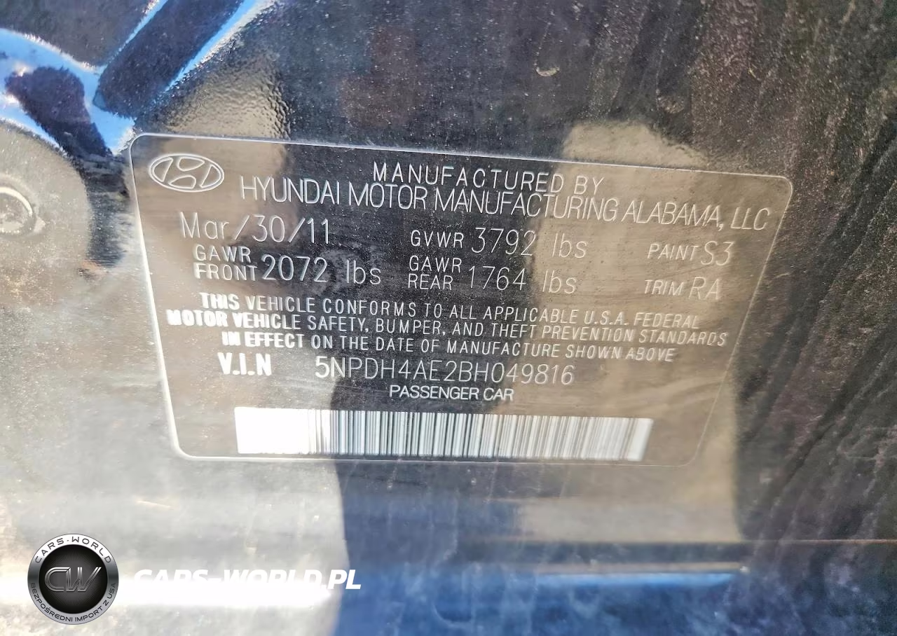 2011 Hyundai Elantra Limited VIN:5NPDH4AE2BH049816 - 12