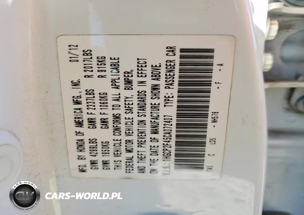 2012 Honda Accord Lxp VIN:1HGCP2F45CA072407 - 13