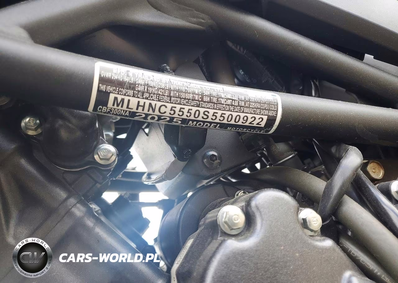 2025 Honda Cbf300 Na VIN:MLHNC5550S5500922 - 8