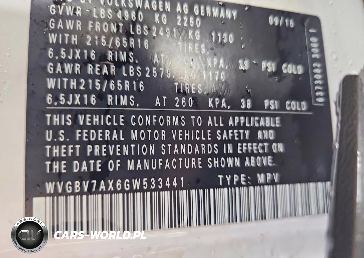 2016 Volkswagen Tiguan S VIN:WVGBV7AX6GW533441 - 12