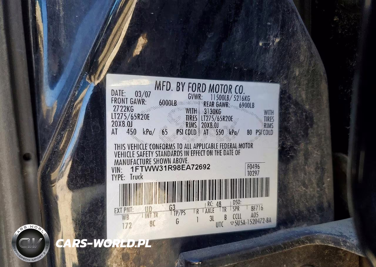 2008 Ford F350 Srw Super Duty VIN:1FTWW31R98EA72692 - 12