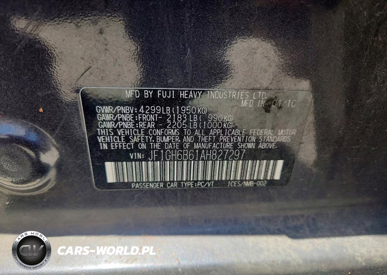 2010 Subaru Impreza 2.5I Premium VIN:JF1GH6B61AH827297 - 12
