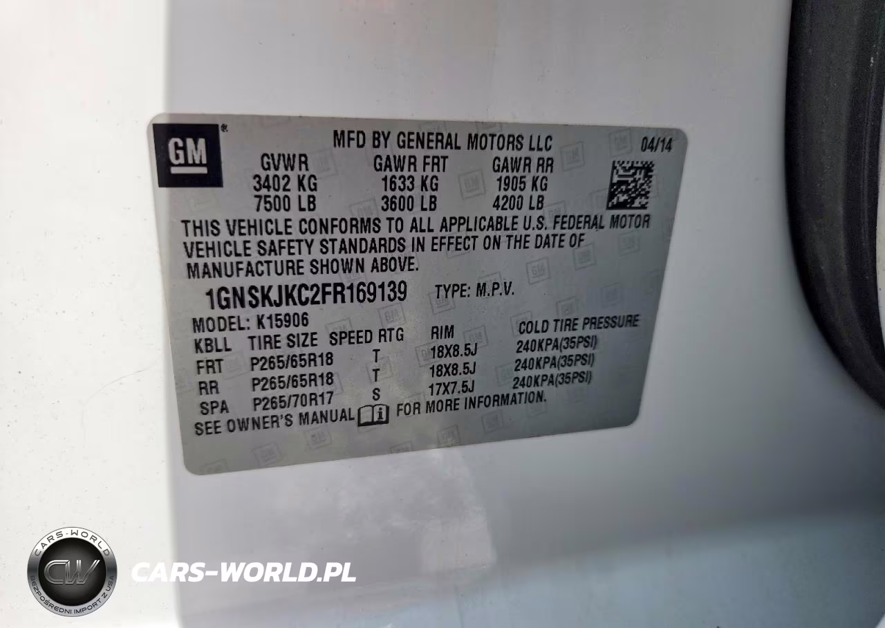 2015 Chevrolet Suburban K1500 Lt VIN:1GNSKJKC2FR169139 - 13