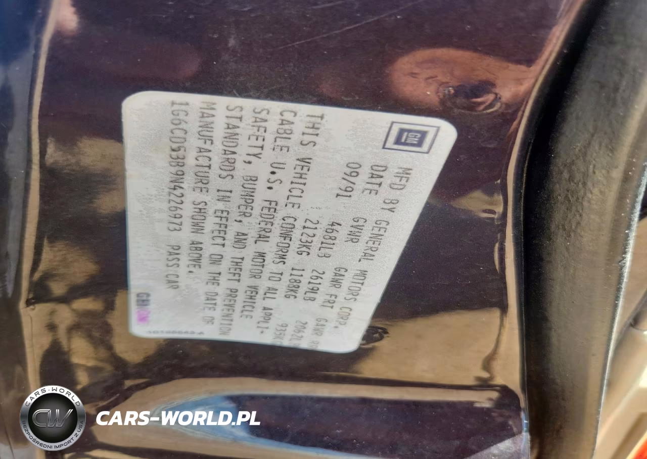 1992 Cadillac Deville VIN:1G6CD53B9N4226973 - 12