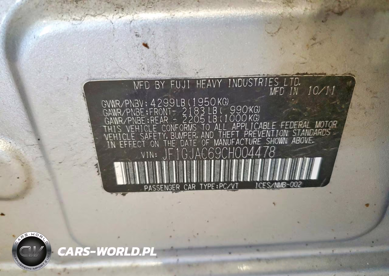 2012 Subaru Impreza Premium VIN:JF1GJAC69CH004478 - 12