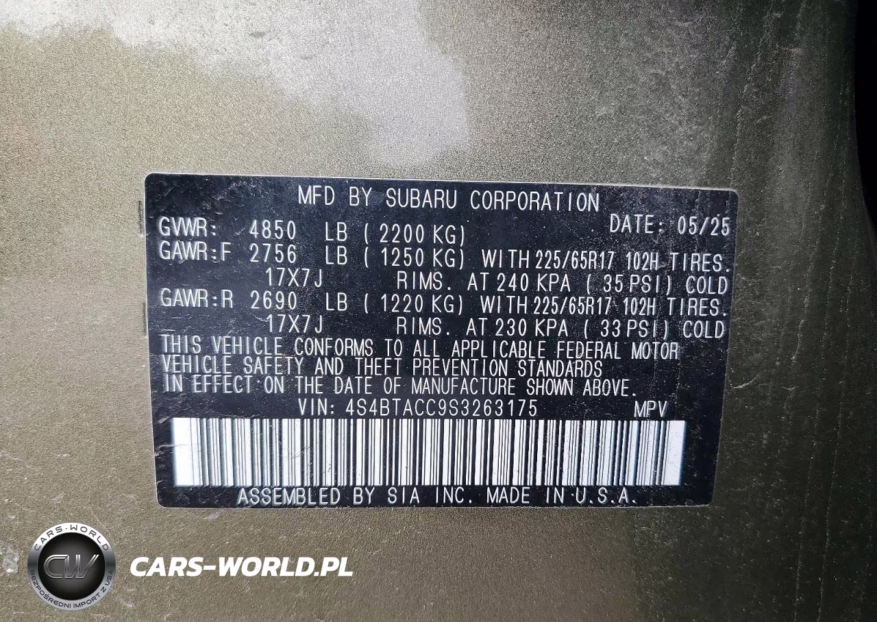 2025 Subaru Outback Premium VIN:4S4BTACC9S3263175 - 12