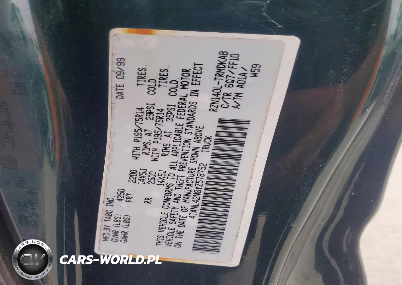 2000 Toyota Tacoma Base VIN:4TANL42N8YZ578752 - 12