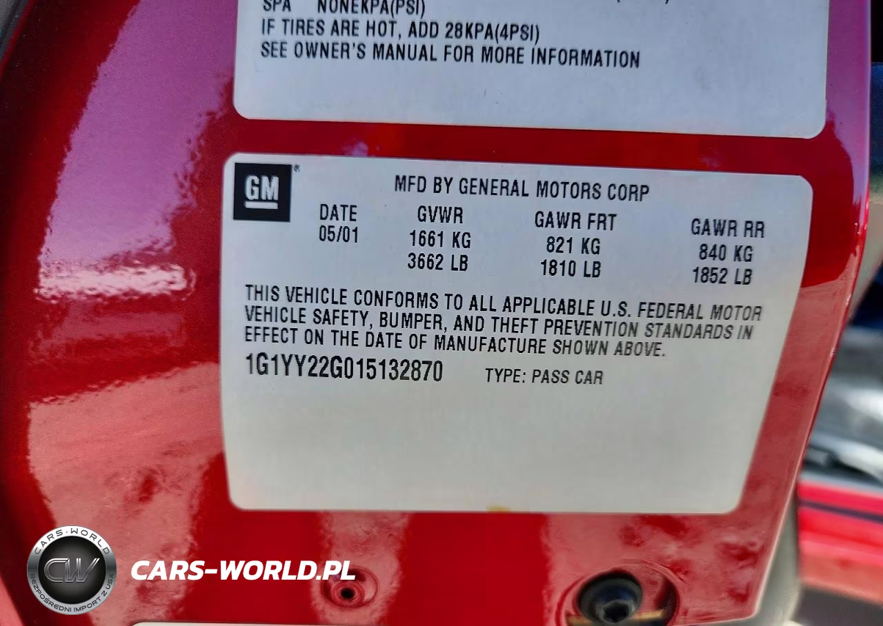 2001 Chevrolet Corvette VIN:1G1YY22G015132870 - 12