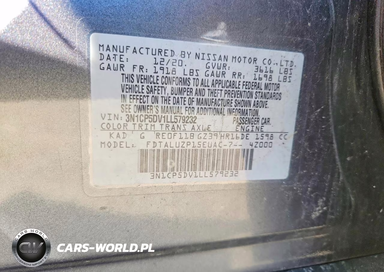 2020 Nissan Kicks Sr VIN:3N1CP5DV1LL579232 - 12