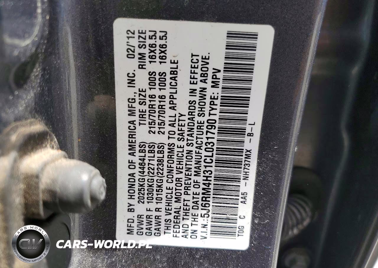 2012 Honda Cr-V Lx VIN:5J6RM4H31CL031790 - 13
