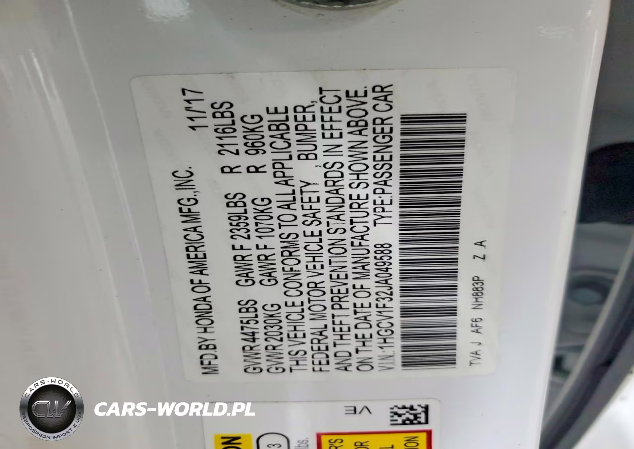 2018 Honda Accord Sport VIN:1HGCV1F32JA049588 - 13