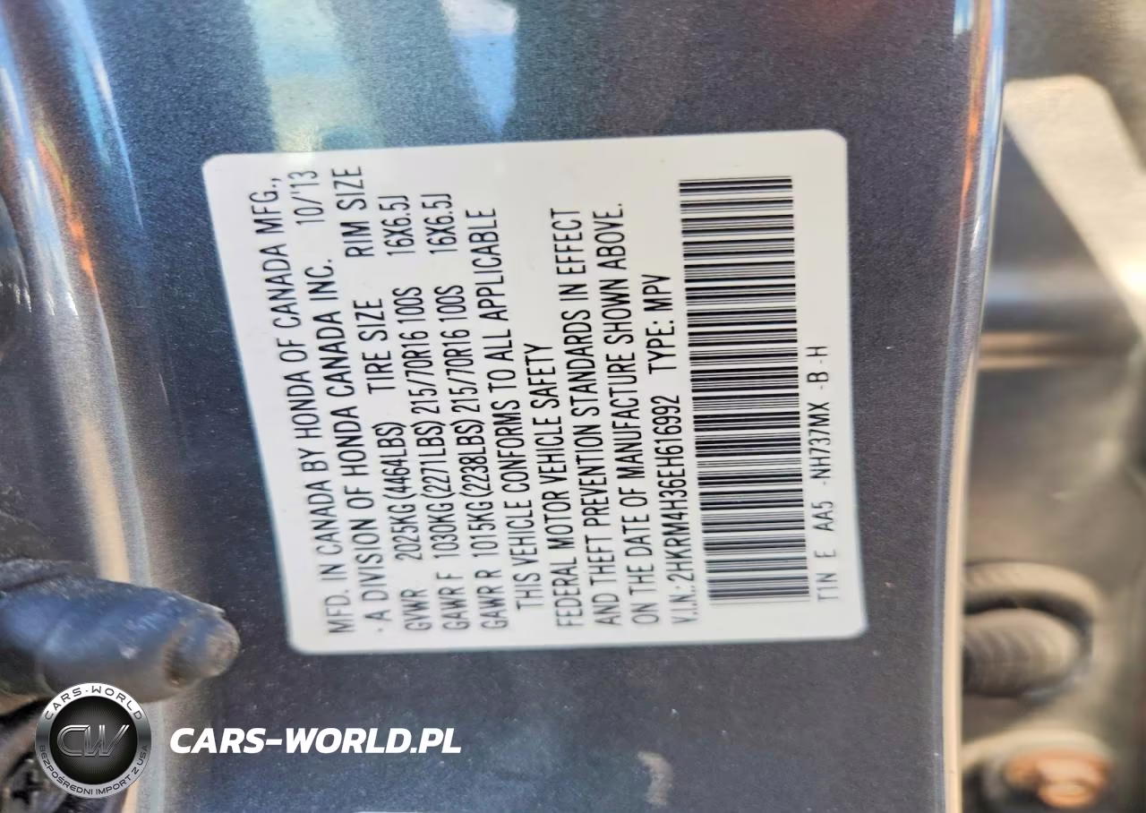 2014 Honda Cr-V Lx VIN:2HKRM4H36EH616992 - 12