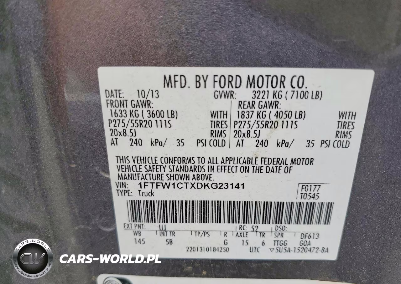 2013 Ford F150 Supercrew VIN:1FTFW1CTXDKG23141 - 12