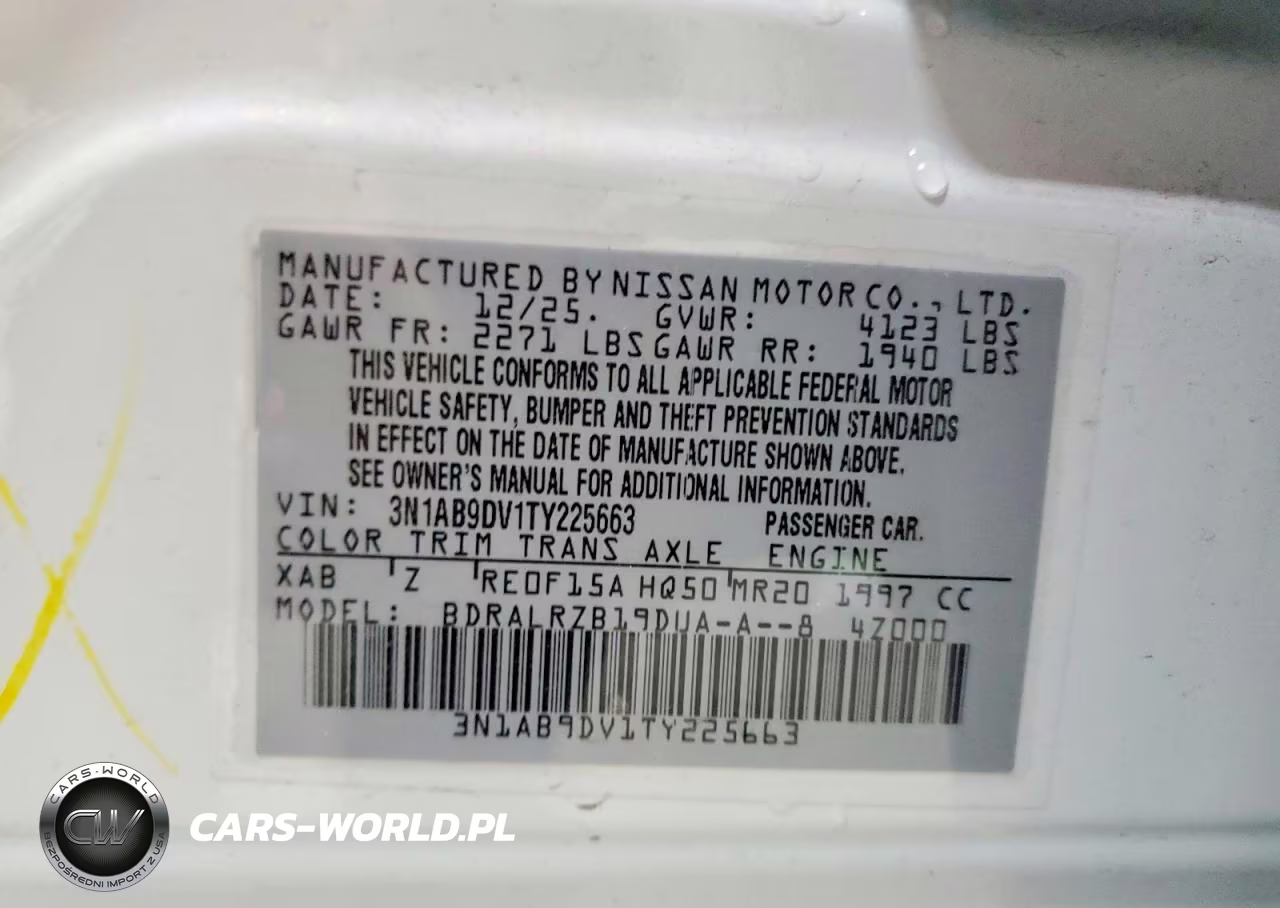 2026 Nissan Sentra Sr VIN:3N1AB9DV1TY225663 - 12