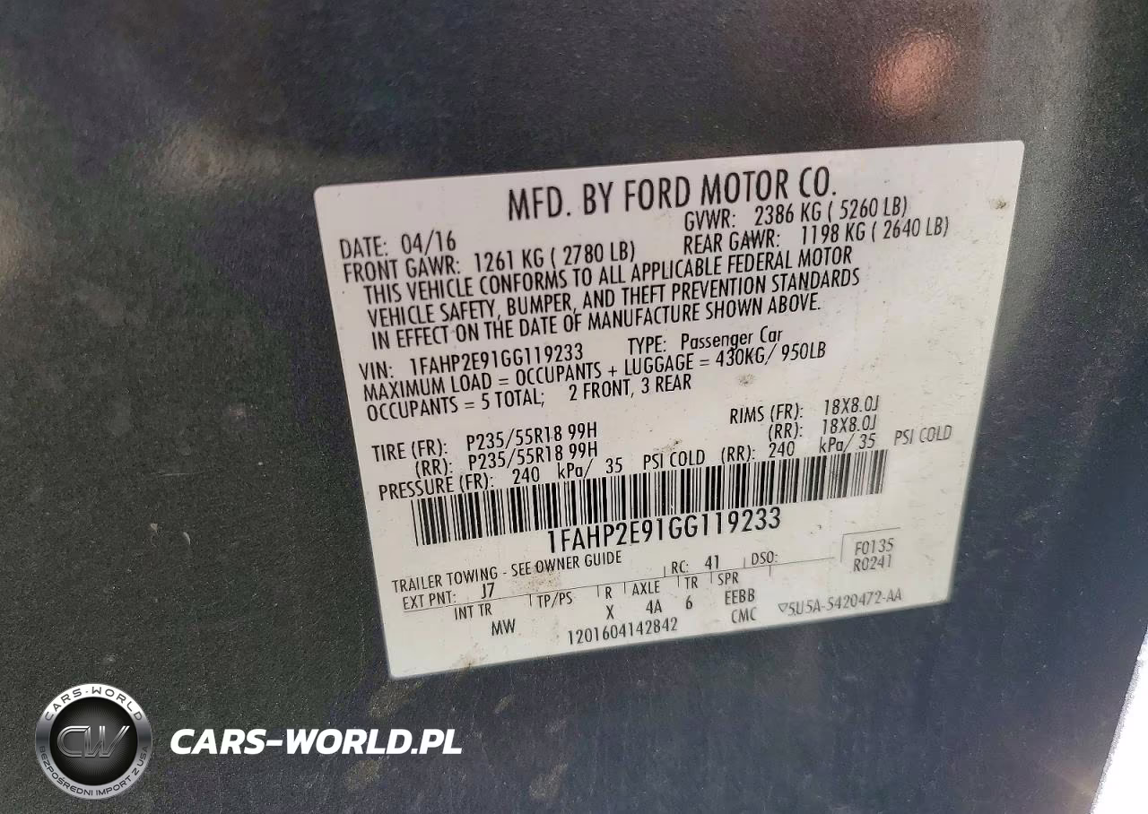 2016 Ford Taurus Sel VIN:1FAHP2E91GG119233 - 12